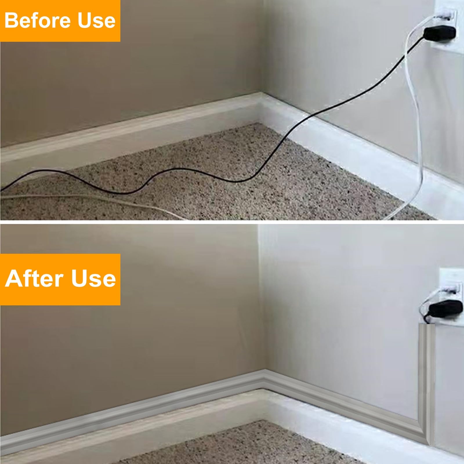 Gaine de câble de sol flexible en PVC avec dos autocollant pour la gestion des cordons dans le salon et le bureau