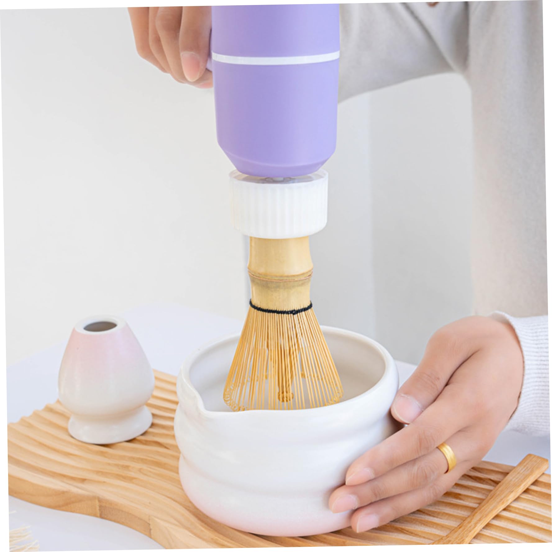Batidora Matcha, batidor Matcha automático de 3 velocidades sin salpicaduras, batidor eléctrico recargable para una mezcla perfecta