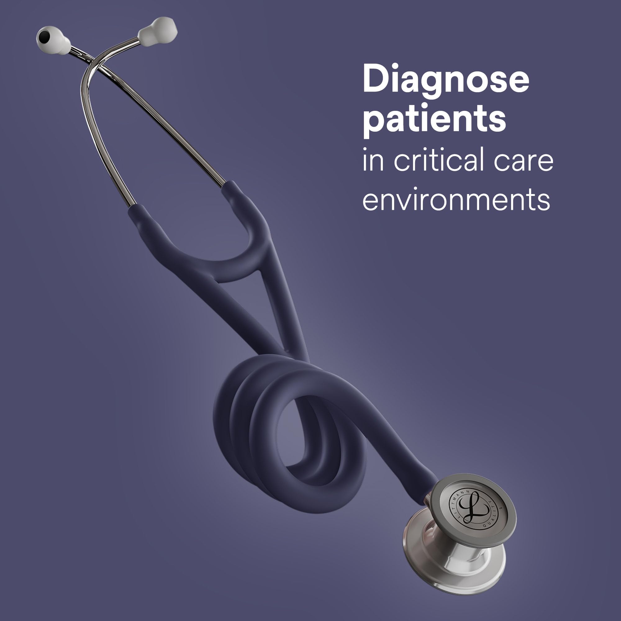 3M Littmann Cardiology IV Fonendoscopio para diagnóstico, campana de acabado en acero inoxidable, tubo azul medianoche, 6187C,