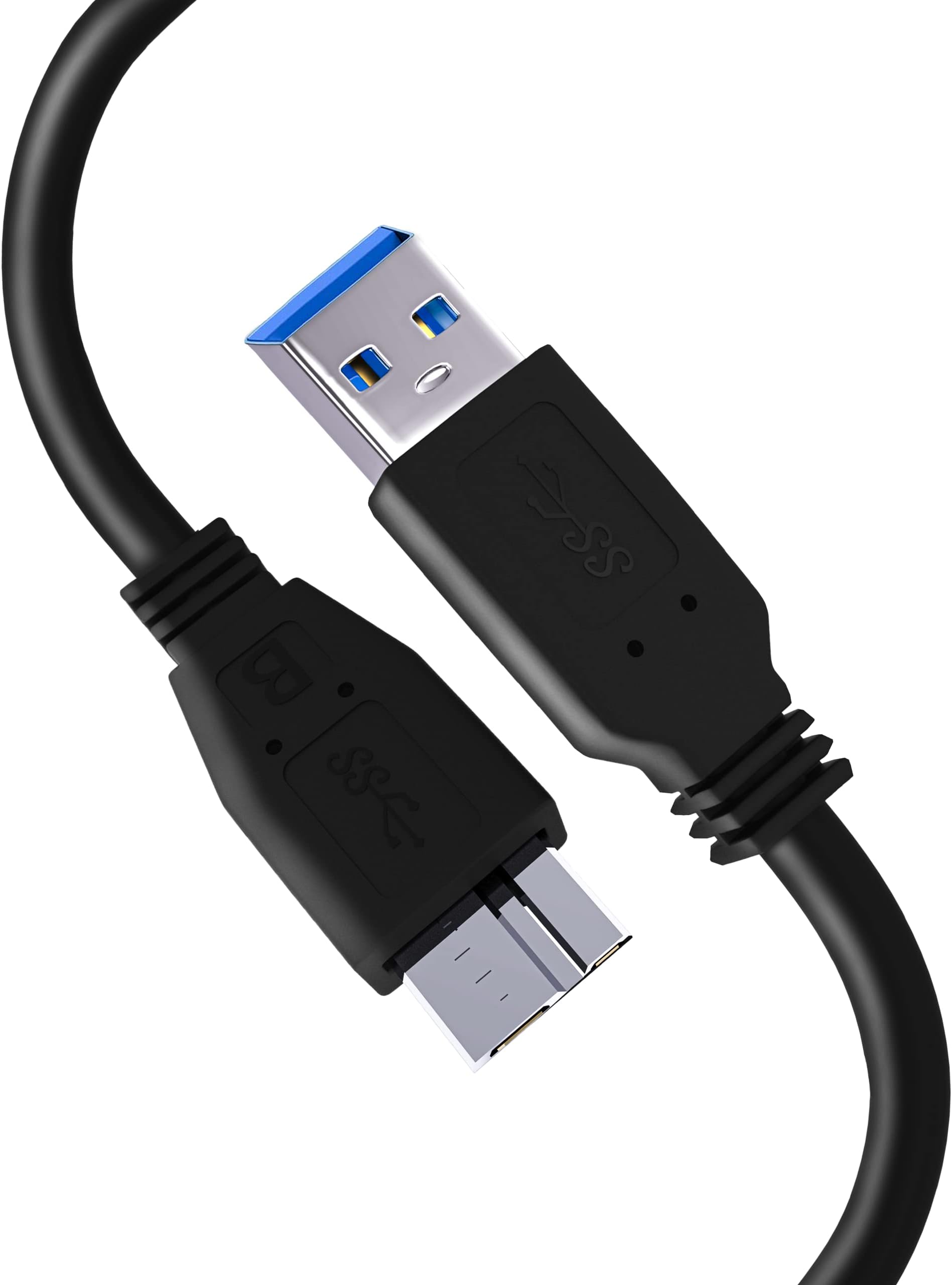 TechMax Usb 3.0 A To Micro B External Hard Drive Cable for Portable Hard Drive for Western Digital WD/Seagate/Elements/Toshiba/My Passport/Samsung Galaxy S5 M3 1TB/Hitachi/Xbox/Ps4 - Black (50cm)