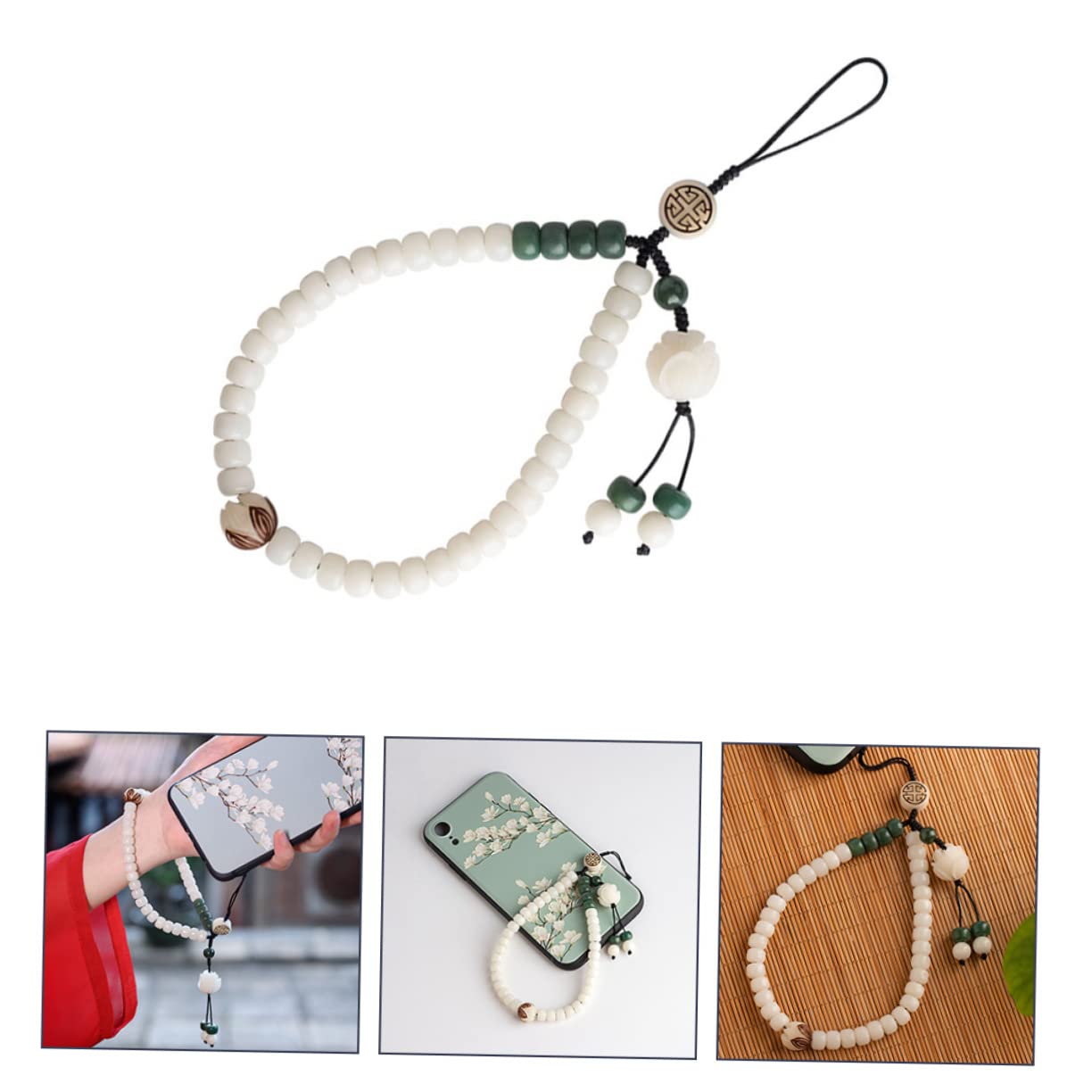 Artibetter 3piezas Cadena De Teléfono Móvil De Jade Colgante Desmontable Cuerda Decorativa Estilo Chino Correa Para Mantener Tu Móvil Seguro y Accesible