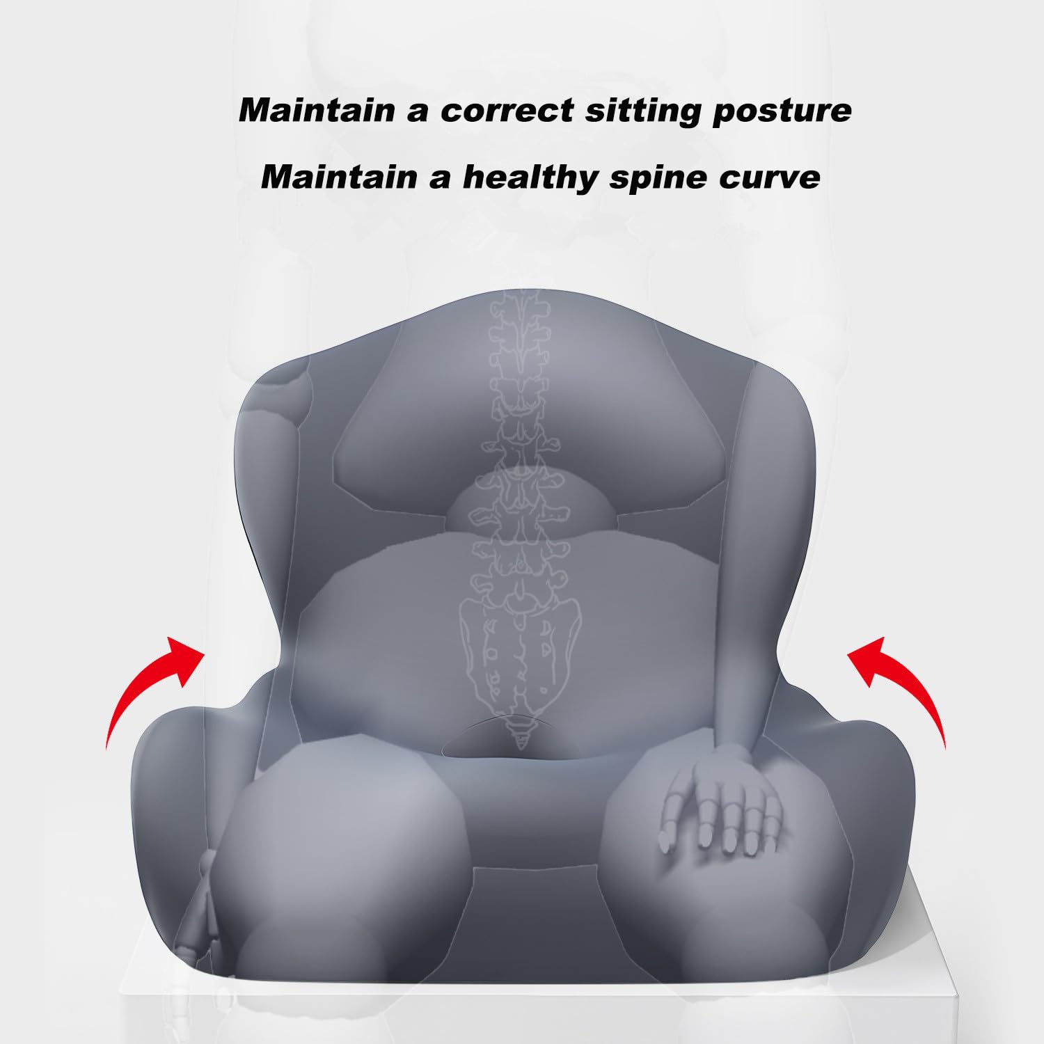 Cojin Silla Oficina con Almohada de Apoyo Lumbar,Cojin Ergonomico de Espuma Viscoelástica para Silla de Oficina,Coche,Uso Doméstico y Viajes,Soporte para Espalda y Glúteos