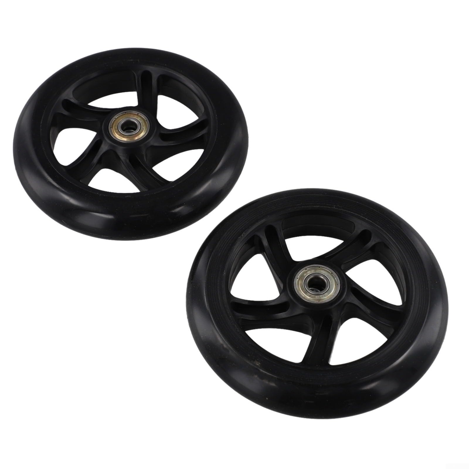GLFLOW 2PCS 125-200mm Diameter Fivestar Pro Freestyle Scooter Wheels，PU Silent Roller Skate Wagon Cart Trolley Wheels Replacement Set (145mm*30mm black)
