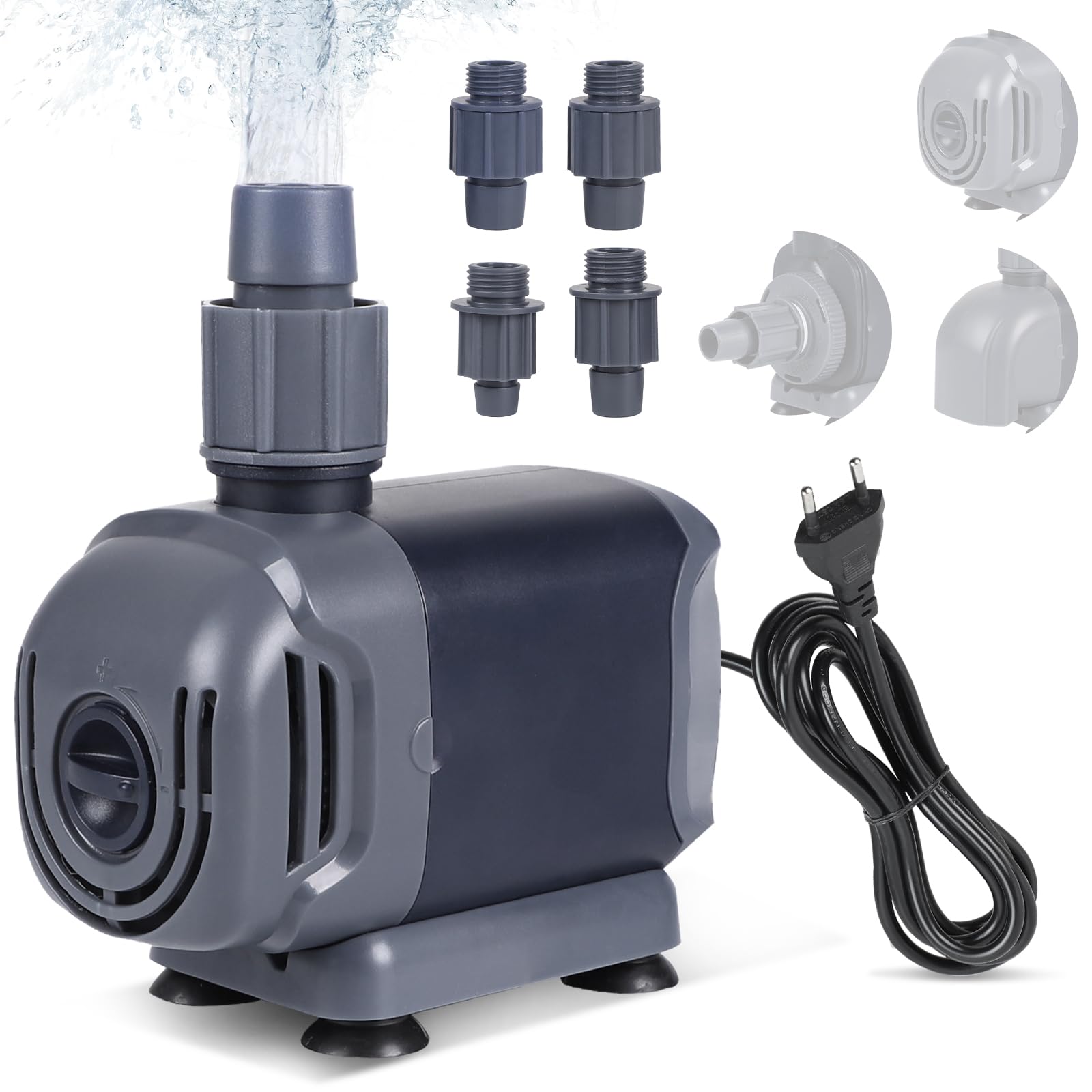 DBREAKS Pompa Zanurzeniowa 55 W, 3500 L/h, 3 Dysze, Szara, Pompa Akwariowa i Filtrująca do Stawu