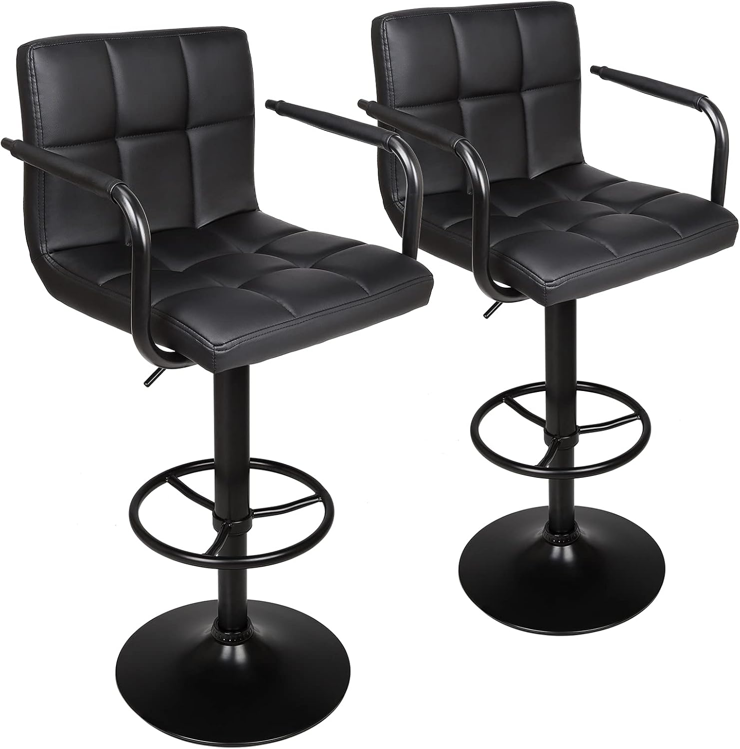 Leopard Adjustable Bar Stools with Armrest, Square Back
