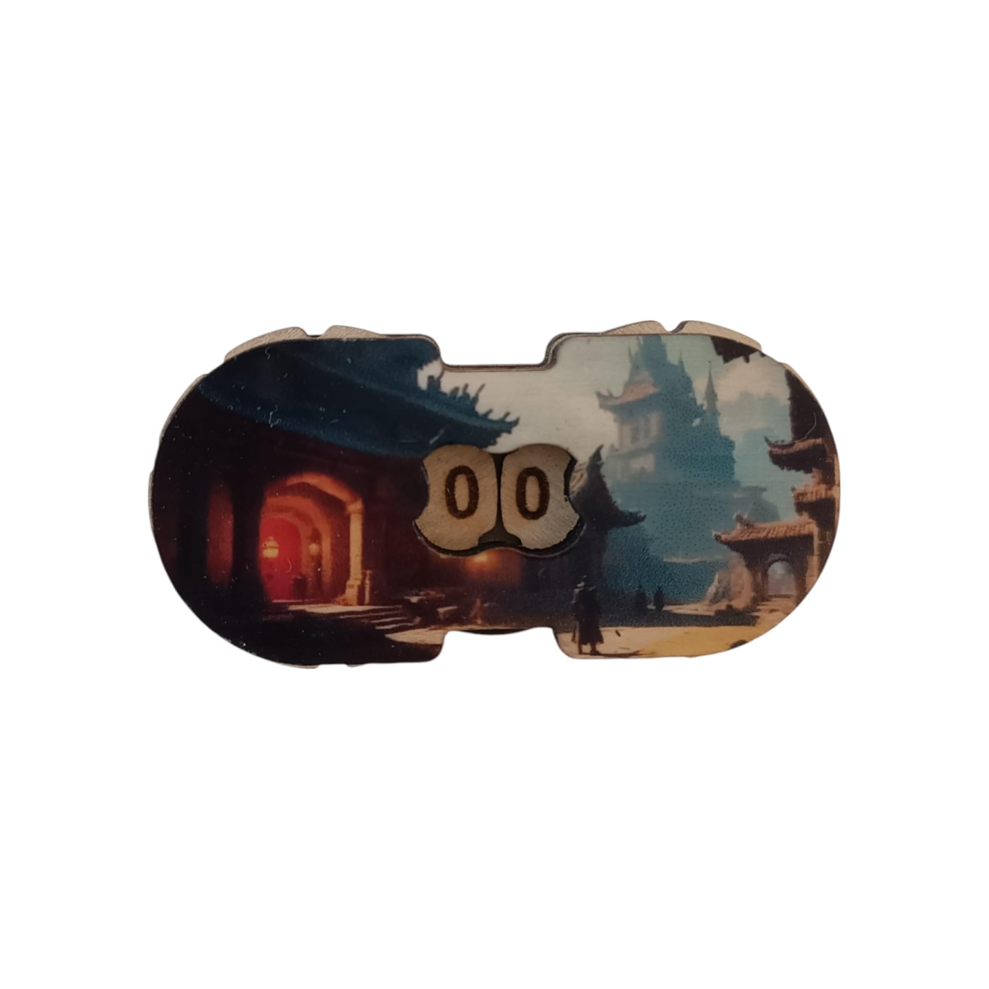 JDR Wooden Life Counter - HP 0-99 Tracker Japanese Feudal Design, Handmade in France, 53mm X 26mm X 10mm - Image 2