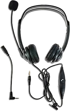 Spracht ZUM350B 3.5mm/2.5mm Wired Dual-Ear Stereo Headset with Boom Mic, Black | iPhone Headphones Wired | Noise Cancelling Headphones with Microphone for Call, Gaming, PC, Mac, Tablet or Cell Phone
