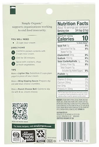 Miniatura 2 de Simply Organic Ranch Dip, certificado orgánico, sin gluten, 1.5 onzas, paquete de 3