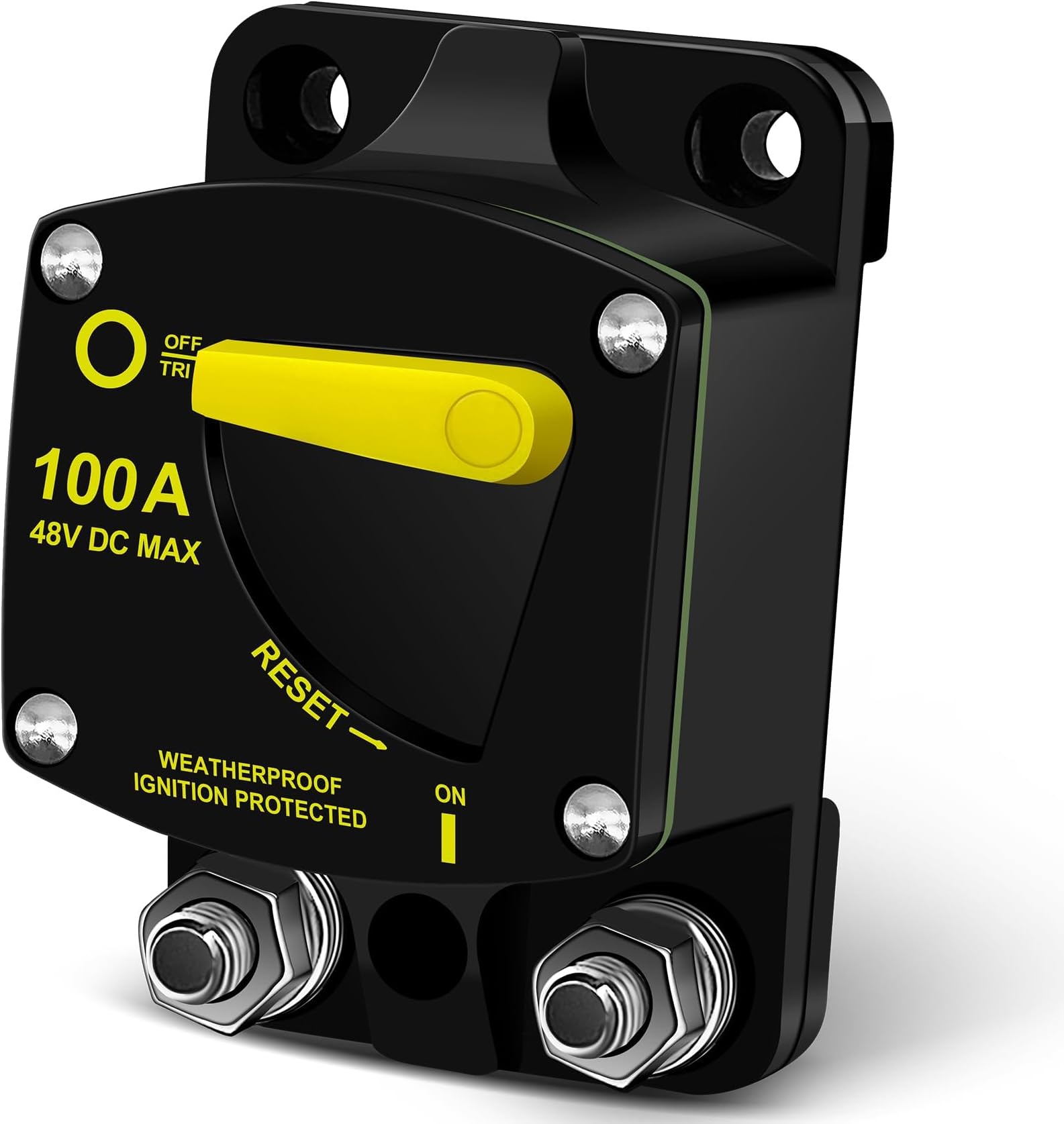 – 100 Amp Marine Circuit Breaker with Manual Reset for Boat Marine RV Yacht Electronic Battery Solar System, 12V-48V DC, Waterproof