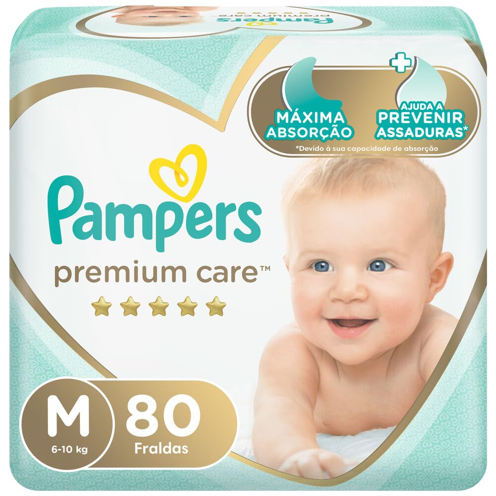 Fralda Pampers Premium Care M - 80 fraldas - 80 Contagem (Pacote de 1)