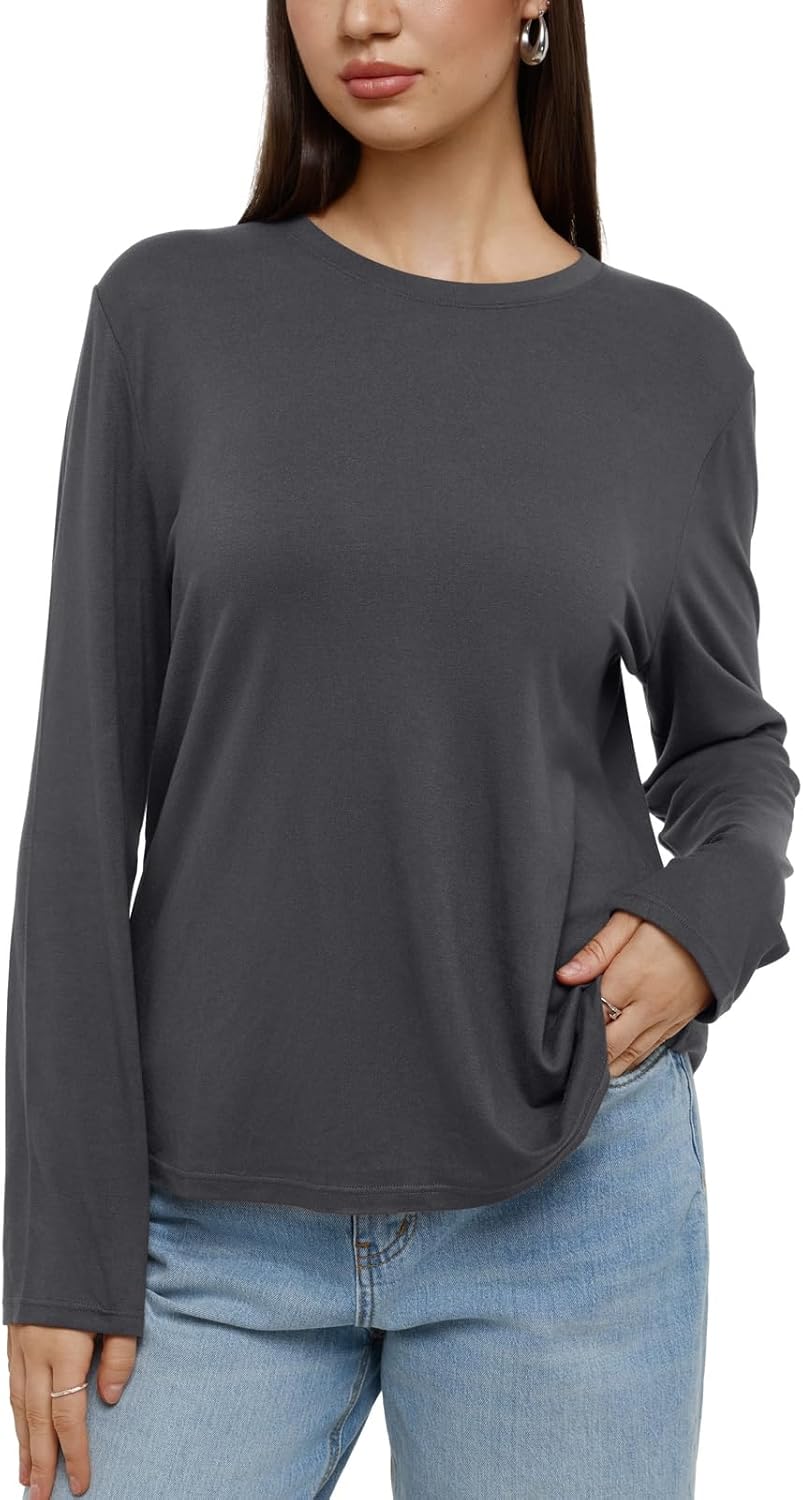 REORIA Women's Wool Blend Classic Crew Neck Long Sleeve Casual Fall Winter Tops Basic Shirts - Image 3