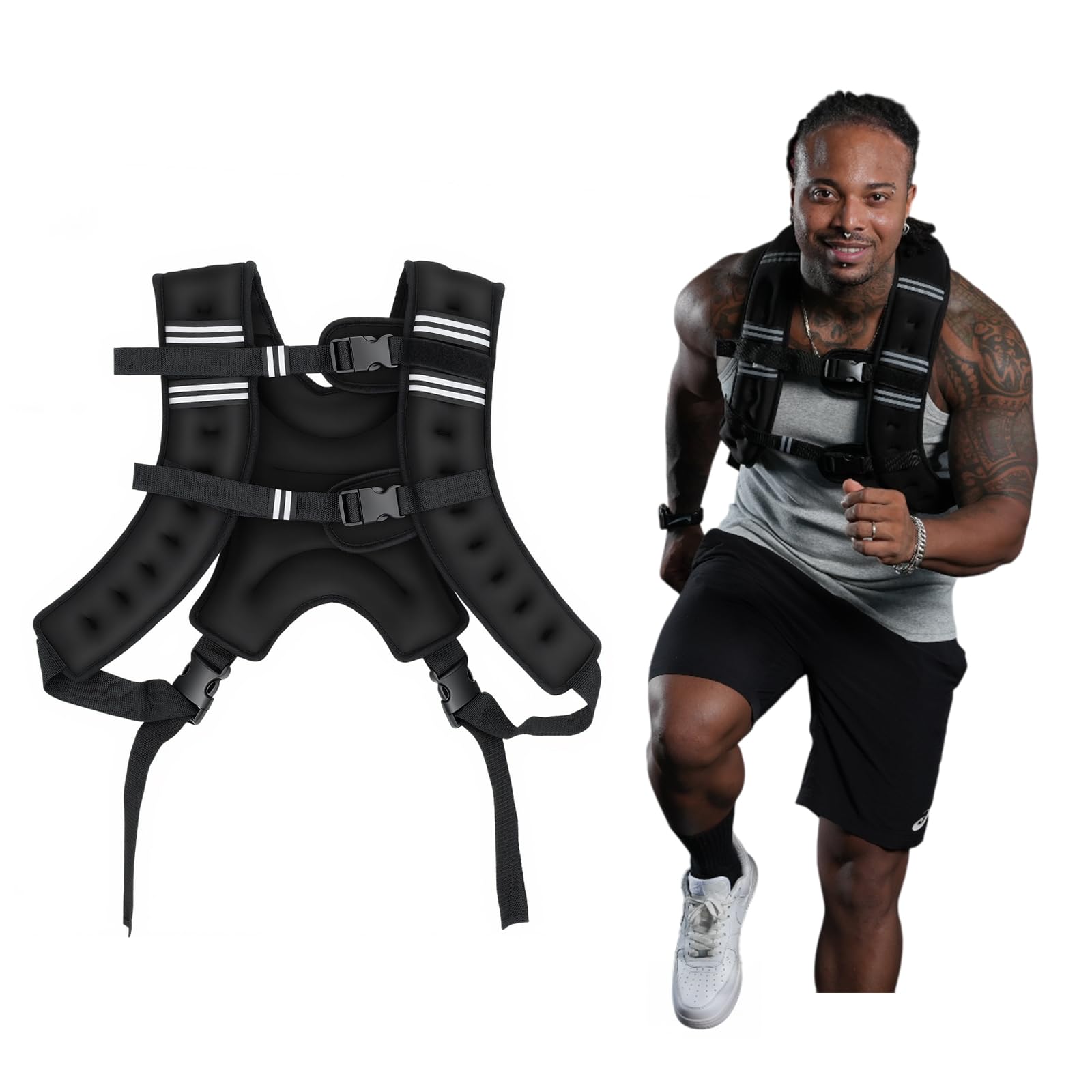 MIKOLO Weighted Vest 8lb 12lb 16lb Weight Vest for Women Men Weight Vest with Reflective Stripe for Walking