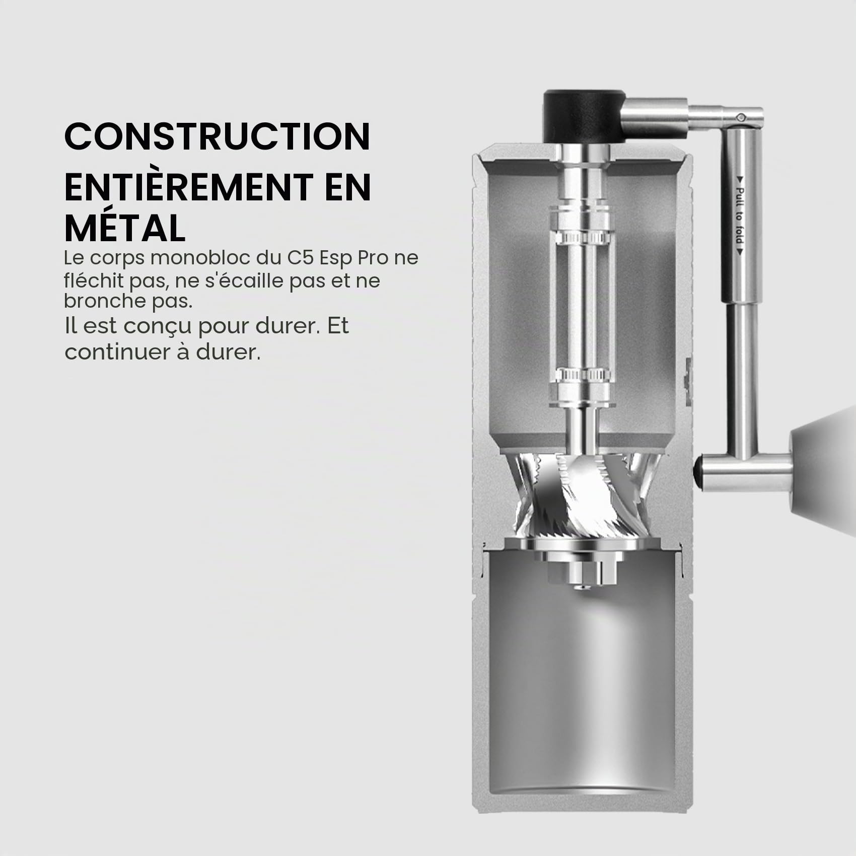TIMEMORE C5 ESP Pro Moulin à café manuel avec broyeur conique S2C-042-III, réglage de précision de 0,015 mm, moulin manuel portable entièrement en métal pour expresso/presse française/pour over - Noir