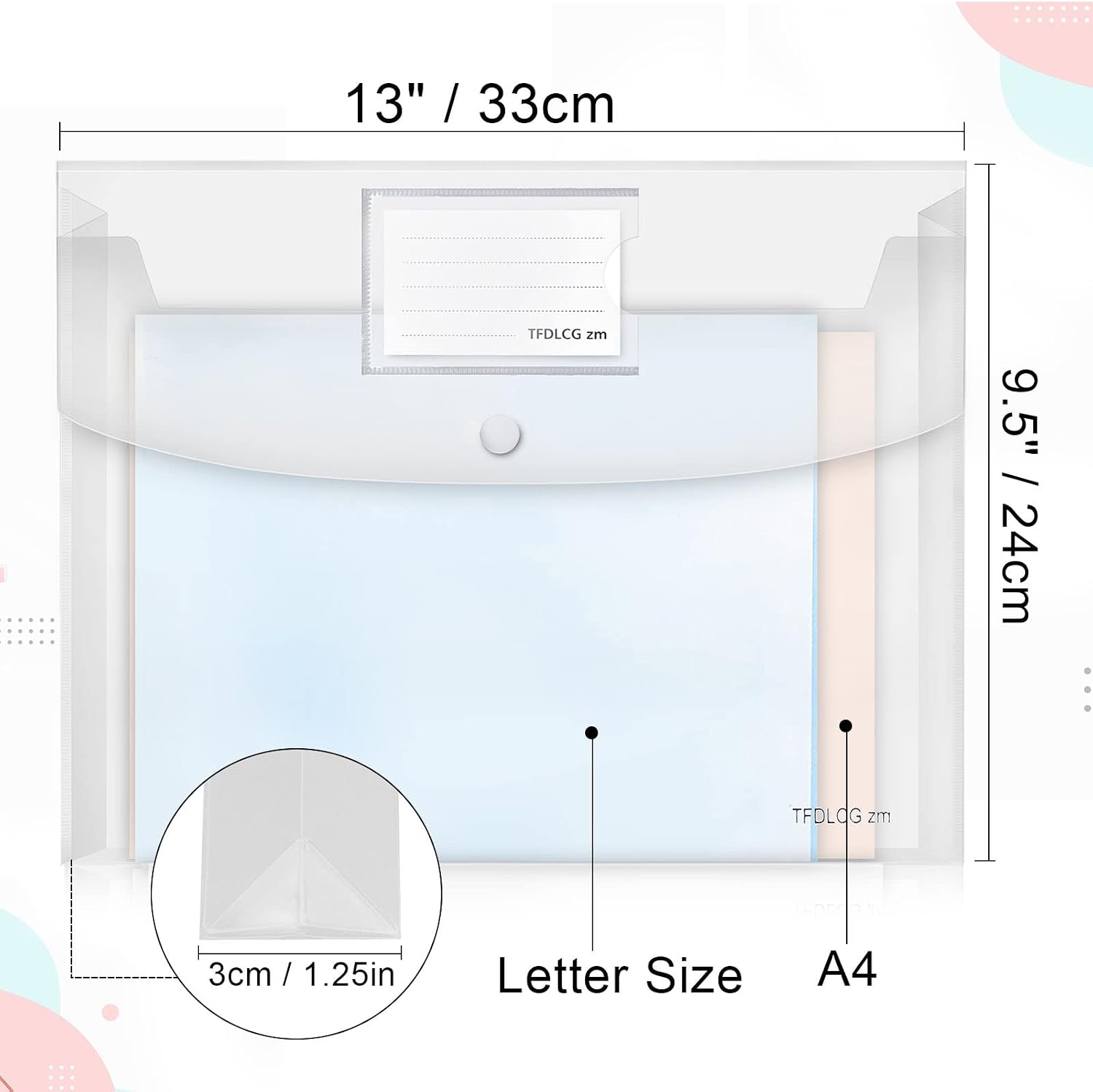 11 Pack Clear Plastic Envelopes File Folders,US Letter A4 Size Folder for Document, TFDLCG zm Poly Envelopes with 1 Inch Expansion for School Home Office Organizer(13"×9.5") image 3