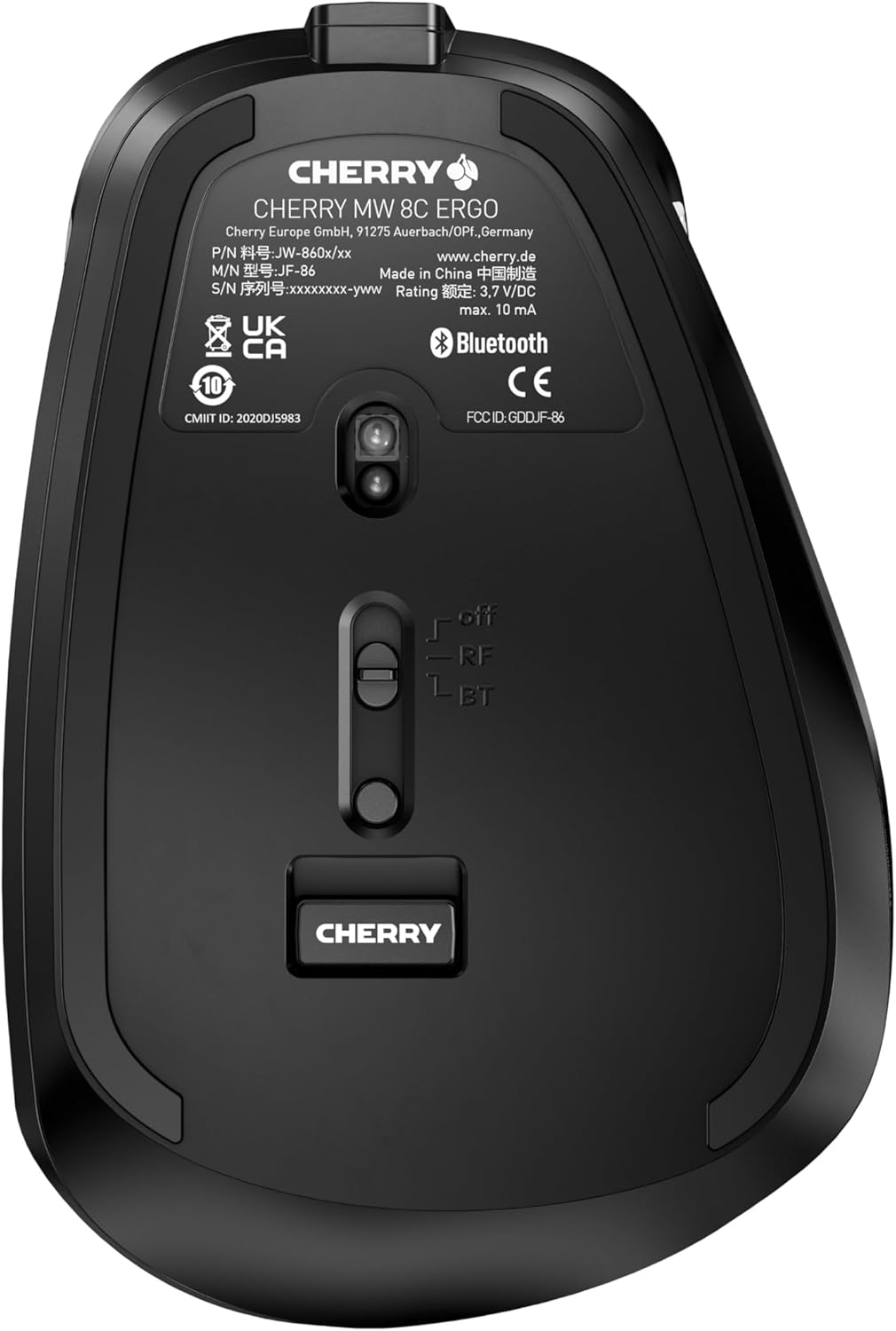 Cherry MW 8C Ergo Mouse Right-Hand RF Wireless+Bluetooth Optical, W126486255 (RF Wireless+Bluetooth Optical 3200 DPI MW 8C Ergo, Right-Hand, Optical, RF Wireless+Bluetooth, 3200 DPI,)