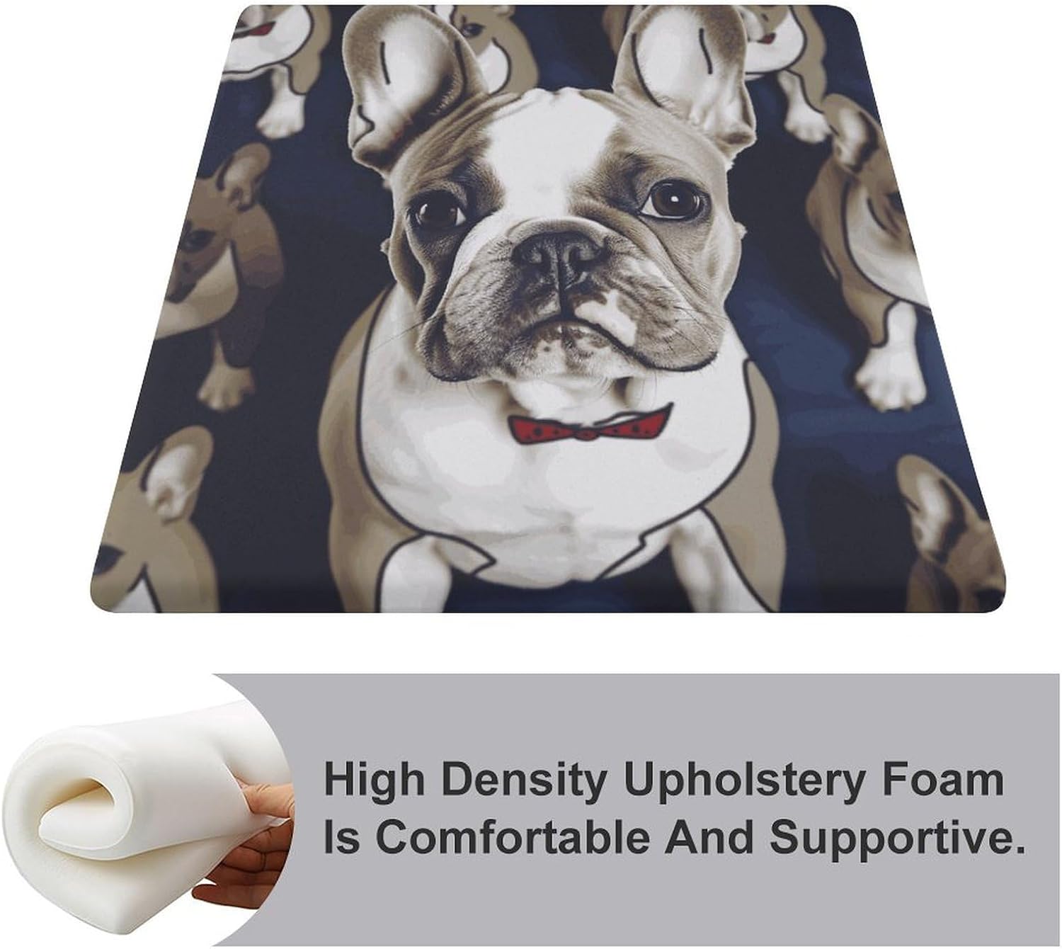 Cute French Bulldog Chair Cushion Floor Pillow Stool Cushion | Cushions with Removable Cover with Square Memory for for Chair Living Room Balcony Office Sofa,13.8*15*1.2 Inch