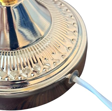 Bohhem Royal Gold Metal Ayaklı Abajur Krem Altın Şeritli Kumaş Başlık Yatak Odası Abajur Salon Masa Lambası Pudra [Enerji Sınıfı A]