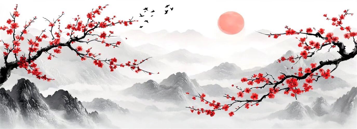 Malen Nach Zahlen China Malen Nach Zahlen Erwachsene Landschaft, 45x135 cm XXL Groß Acrylfarben Ölgemälde, DIY Malen Nach Zahlen Kinder Anfänger Set Bastelset für Wand Dekor (Ohne Rahmen) -H468