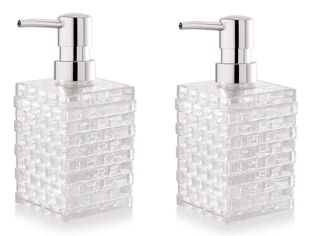 NimboseĀ® Liquid Soap Dispenser Plastic Bottle for Bathroom, Cuboid Shaped Acrylic Plastic Liquid Soap & Handwash Dispenser Bottles, Bathroom Accessories (Clear Transparent, Pack of 2)