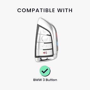 kwmobile Car Key Case Compatible with BMW 3 Button Car Key Smart Key Cover - Car Fob Case - Soft TPU Shell - Transparent