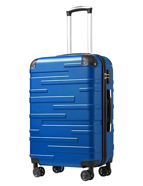 Coolife Hardside Carry-On Luggage with TSA Lock, Spinner Wheels, Telescopic Handle, Lightweight Suitcase (Blue, S(20in_carry on))