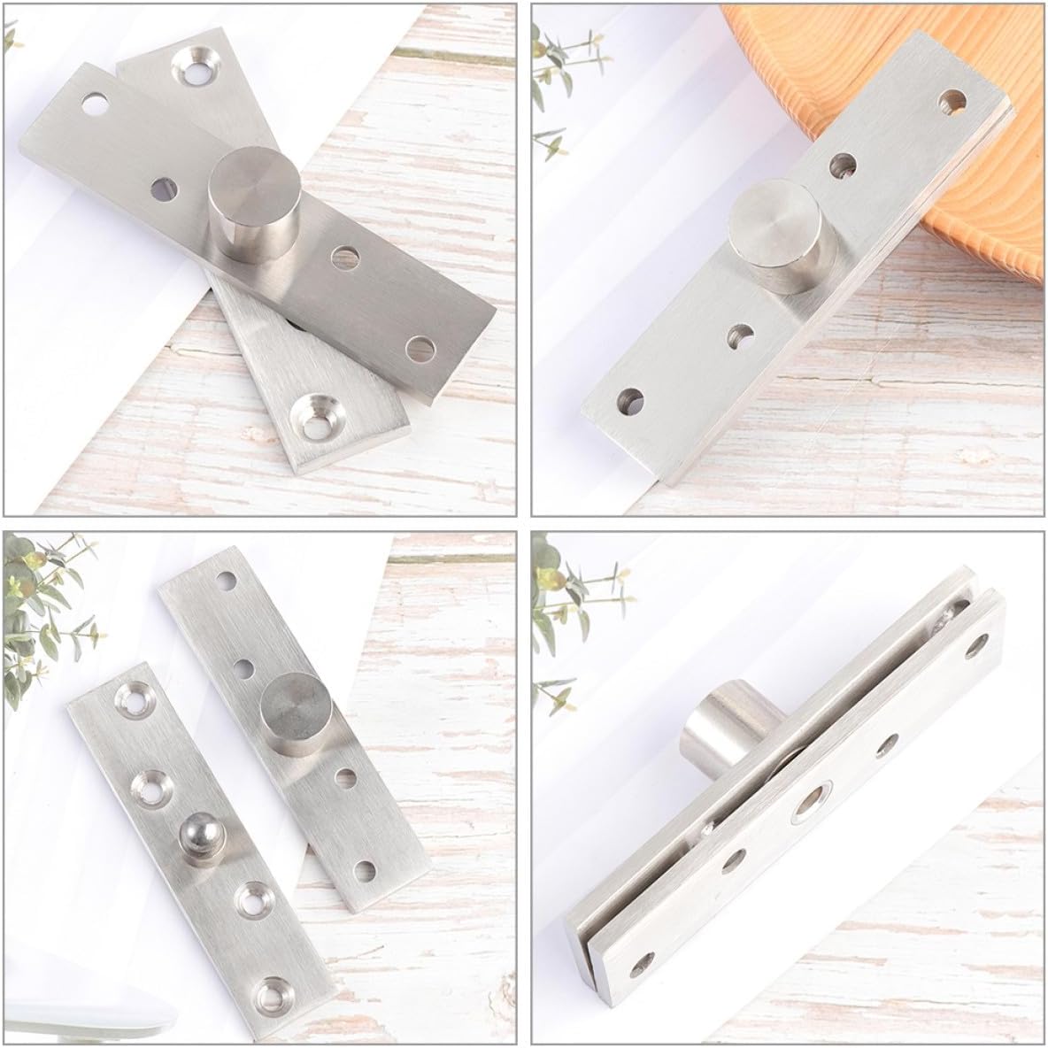 YARNOW 2pcs 360 Degree Rotating Hidden Door Pivot Hinges Heavy Duty Stainless Steel Small Size Center Shaft for Cabinet Doors and Shed Windows