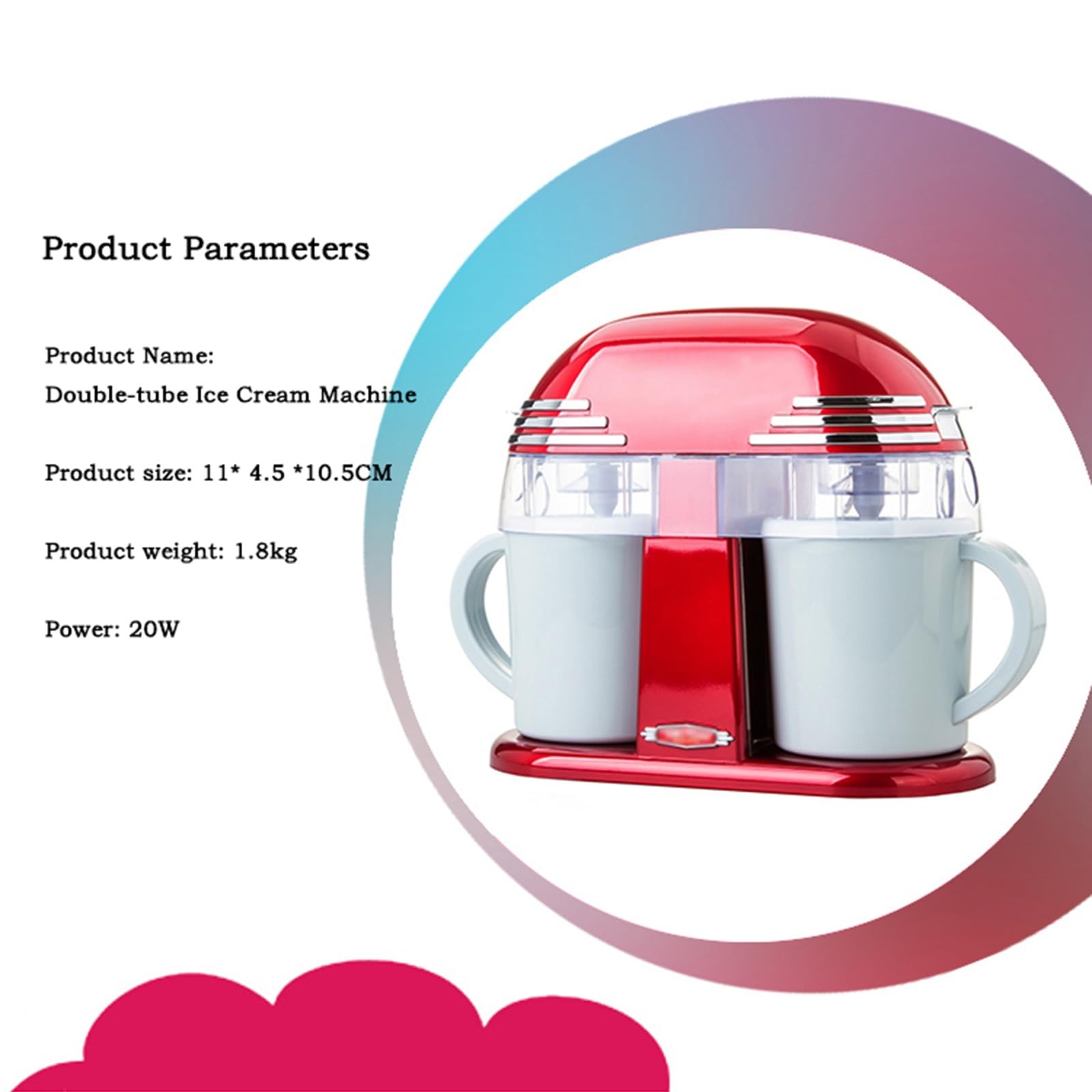 HEXEH Heladera Máquina de Helados eléctrica de Doble Cono, máquina de Helados clásica for niños, máquina de Helados automática for el hogar for niños, hogar DIY Maquina de Helados