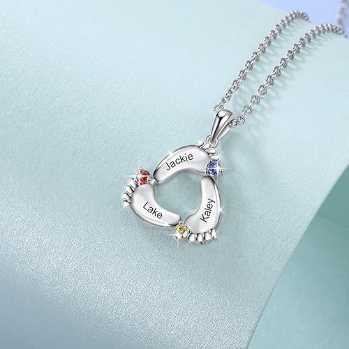Miniatura 4 de Wendy Made Personalized Mothers Christmas Necklace for Mom - Custom 1-6 Birthstones Name Necklace for Mother Daughter - Family Name Necklace for