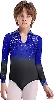 Maillot De Baile De Patinaje Artístico Para Niños Leotardo Manga Larga Elástica De Patinaje Body Deportivo Yoga