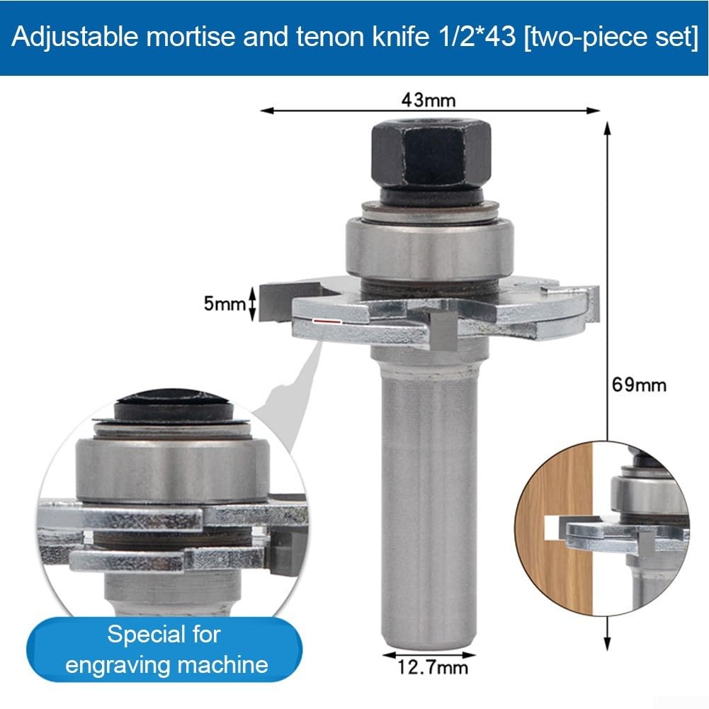 Fresa per Tenone e Mortasa Regolabile Set Fresa per Tenone e(two-piece set)