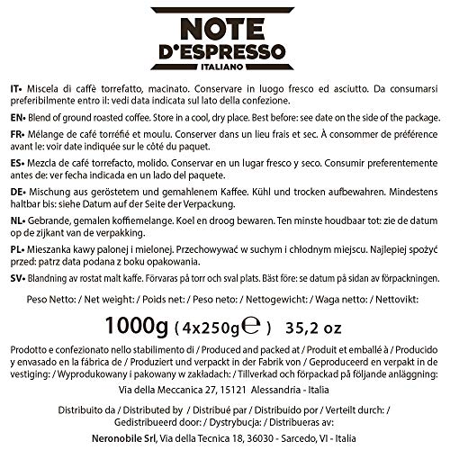 Note d'Espresso - Arábica - Café Torrefacto Molido - 4 x 250 g - Imagen 7