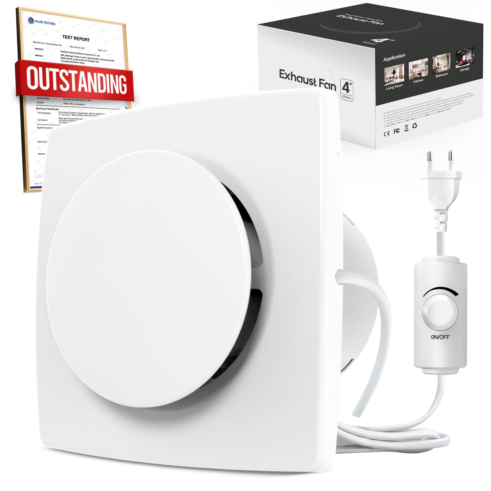 Glovios Badlüfter 100mm - Leiser Abluftventilator Mit Rückstauklappe Für Bad, Küche & Keller