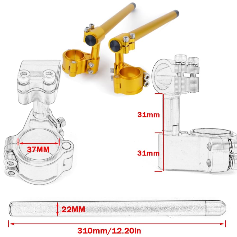 Rehausseur De Guidon Moto CNC - 37mm à 58mm Pour Fourche Clip-on - Réglable En Hauteur Pour Plus De Confort - Noir