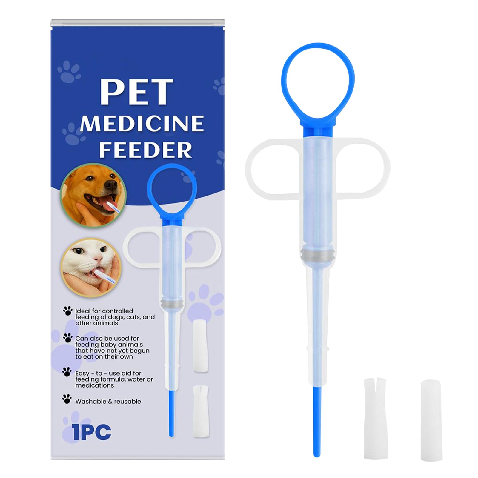Pill Pusher for Cats - Puppy Kitten Pill Plunger Popper - Leak-Proof Tablet Feeder Accessories for Home Animals Liquid Paste Eating