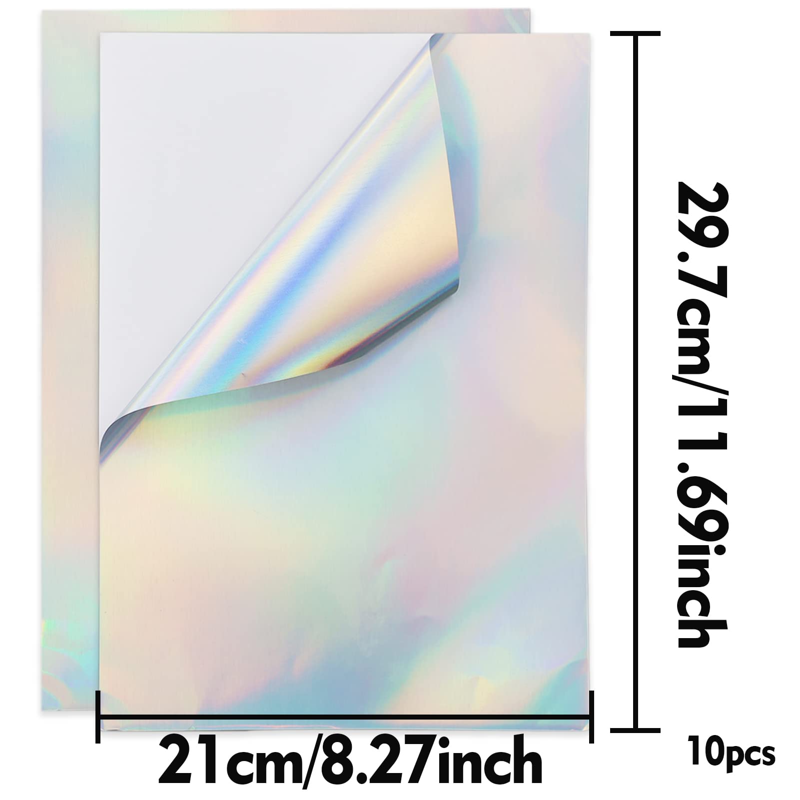 40 Fogli Adesivi Olografici Stampabili A4 – Carta Vinile Iridescente, Impermeabile, Per Stampanti Laser E Getto