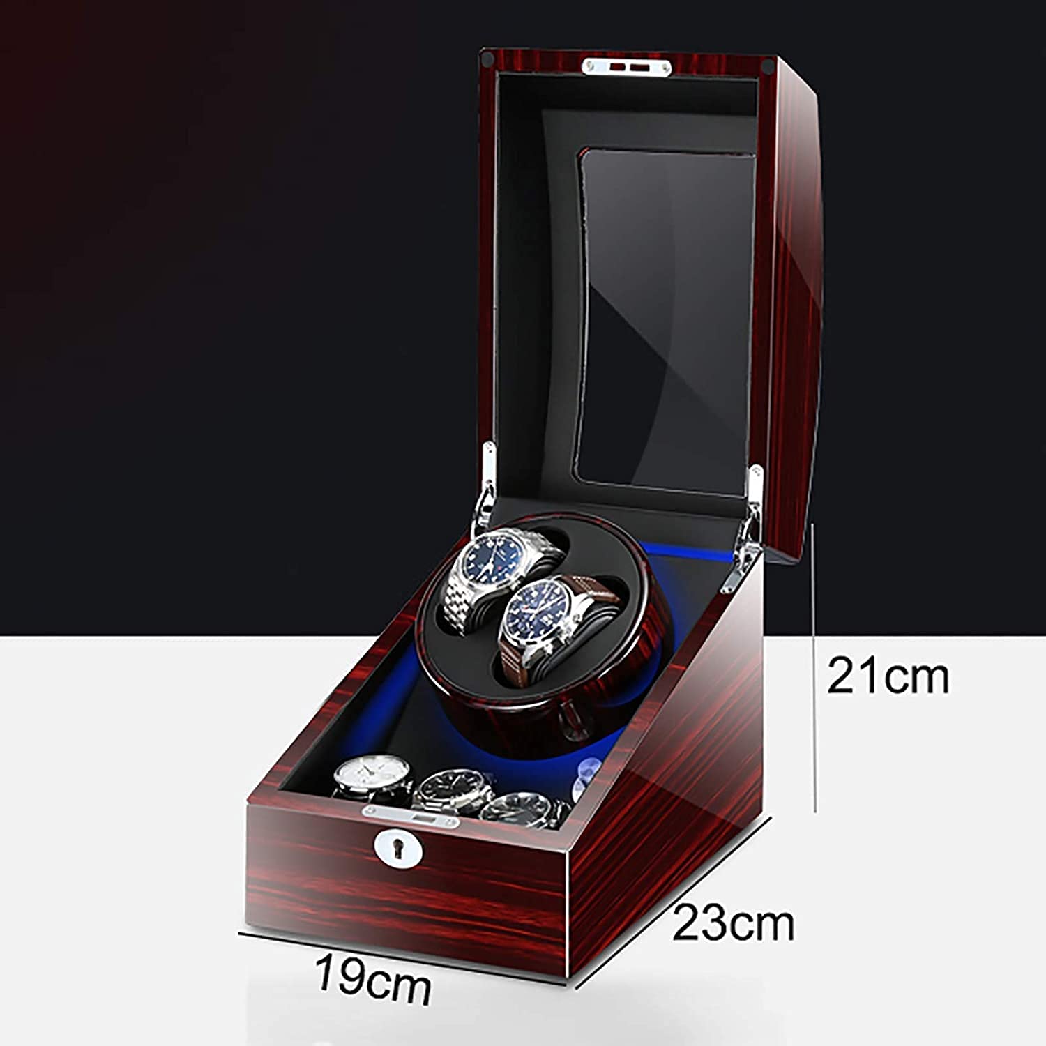 2+3 Mecánico Reloj Shaker Motor silencioso Reloj Dispositivo de Cuerda automática Reloj Winder Rotator Holder Reloj Caja de Almacenamiento Caja de exhibición (Rojo)