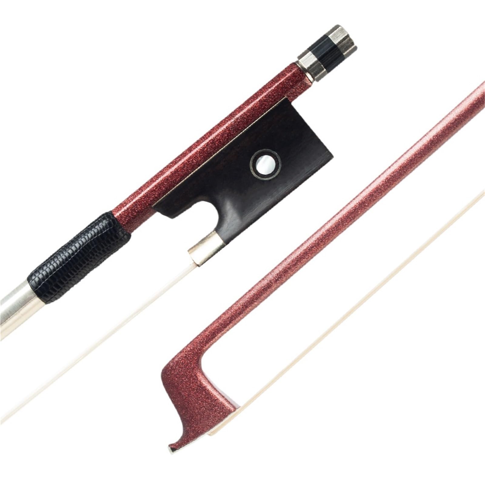 Arcos De Violín Profesionales Fibra De Carbono Color Marrón Rojizo Envuelta Con Hilo Plateado Cubierta Piel Lagarto Arco Violín Cordal Ébano Doble Ojo(1-4)