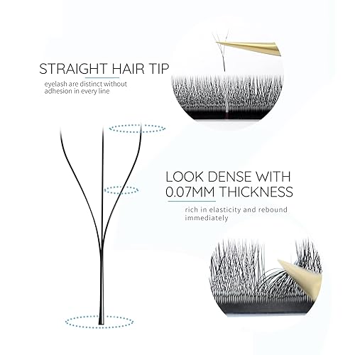 Miniatura 2 de Costory Extensiones de pestañas de volumen 3D, pestañas postizas de fácil abanico, pestañas postizas en forma de trébol negro, en forma de W,