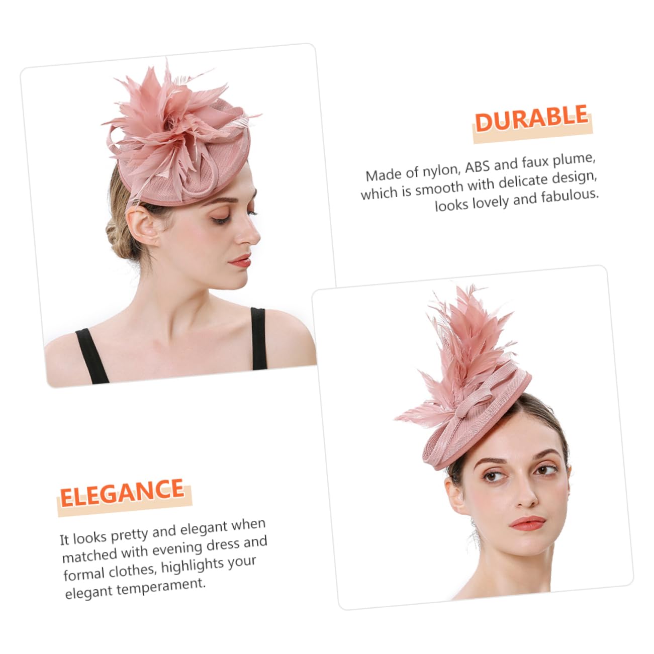 Abaodam 2pezzi Fascinator Elegante per Donne con Fiore di Piume e Rete Cappello da Tea Party Accessorio Versatile per Cerimonie Eventi e Occasioni Speciali