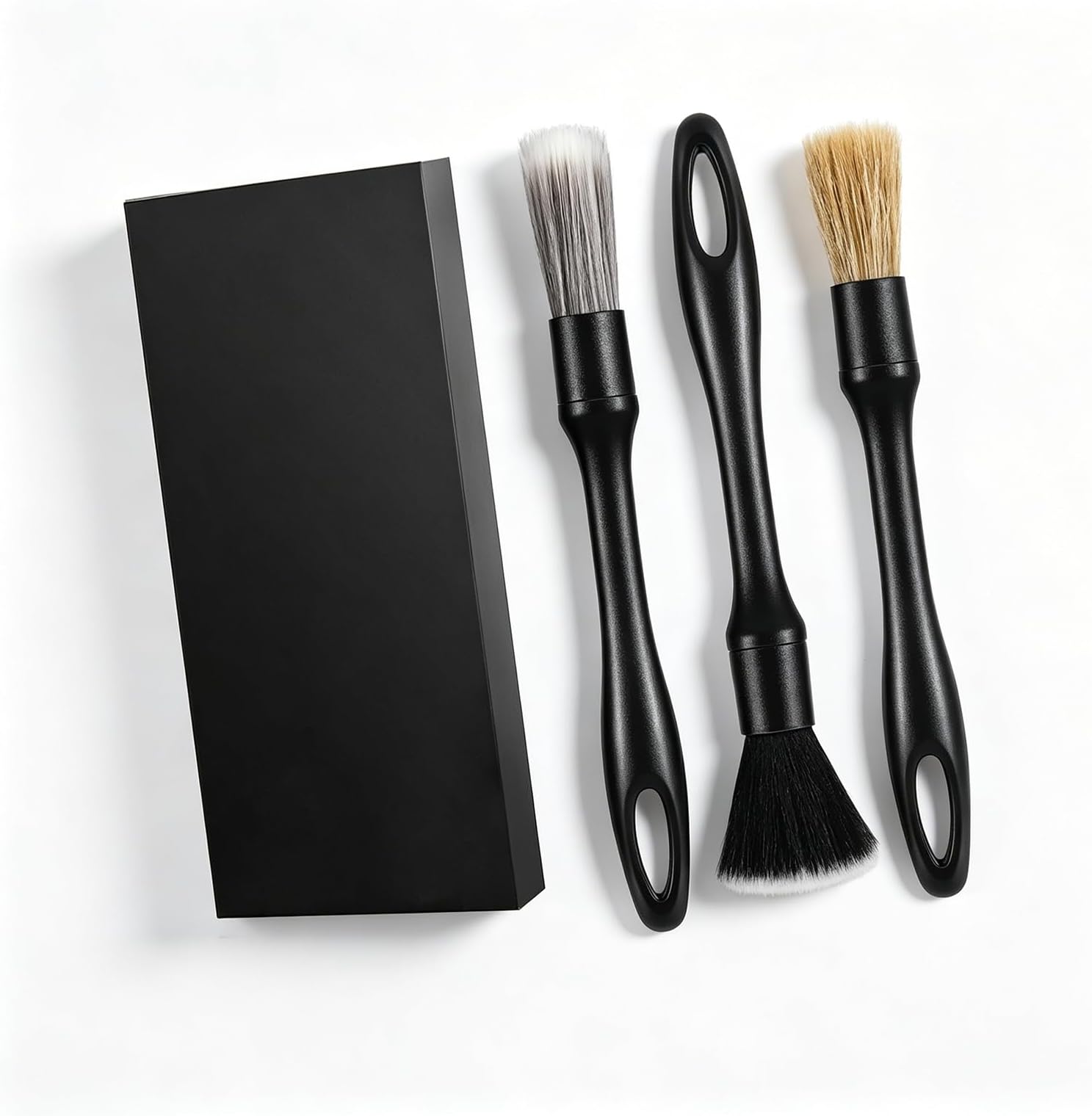 3PCS Auto Detailing Brush Set with Storage Box - Precision Car Cleaning Kit for Seats, Wheels, Dashboard, Air Vents - Professional Car Care Tools for Interior & Exterior Maintenance