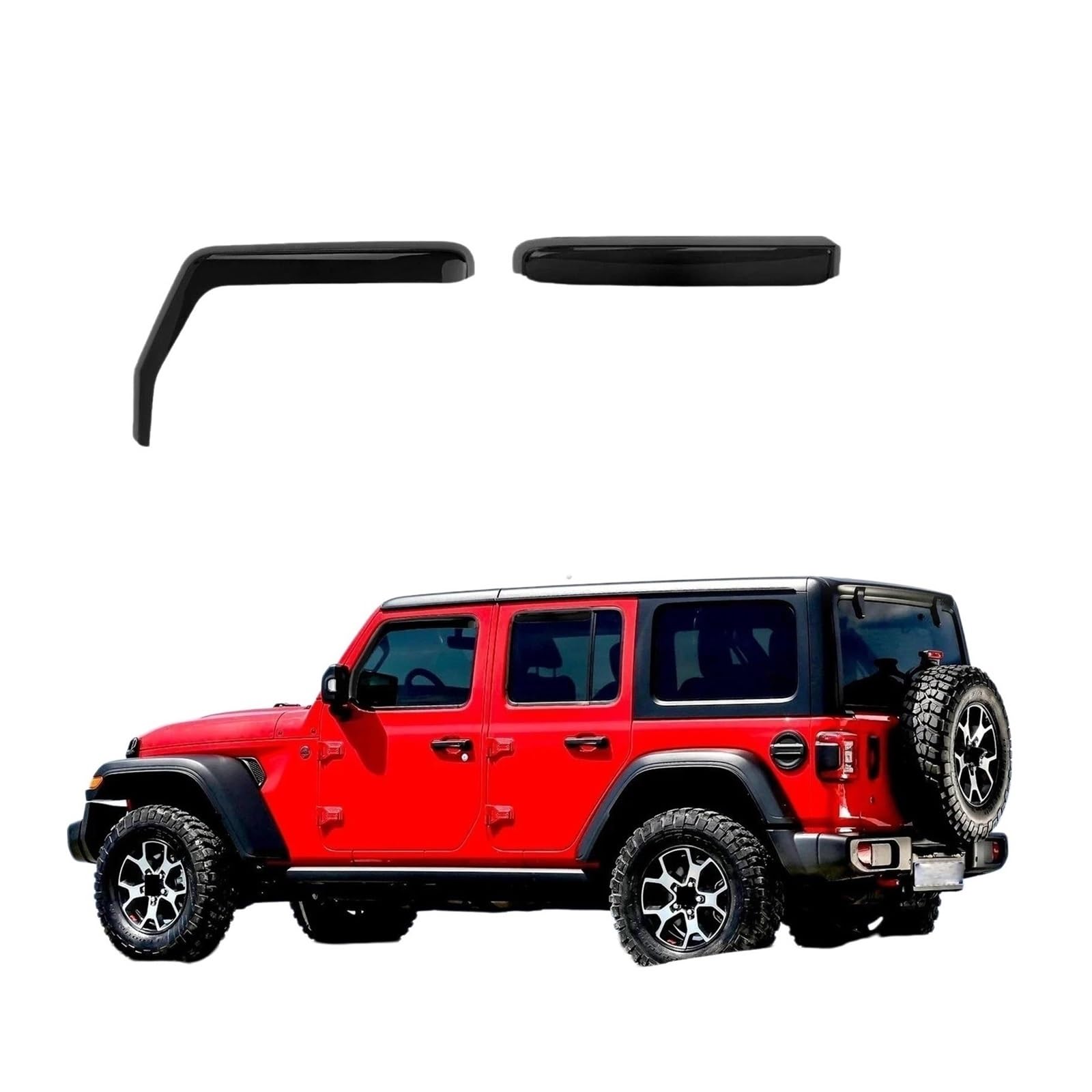 Compatibile per Jeep Wrangler JK 2007-2018 2/4 porte Deflettore finestrino laterale Esterno Scudo meteorologico Rifugi Vento Pioggia Ombra Visiera Guardia(4Pcs)