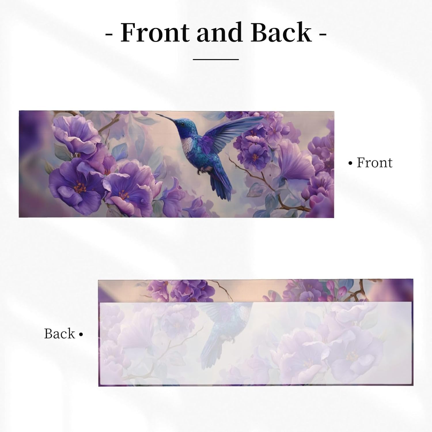 2 Pack Hummingbird Purple Flowers Valance for Windows Curtain Valance for Kitchen Bathroom Bedroom Living Room Window Treatment Decor Curtains Rod Pocket 54x18 Inch