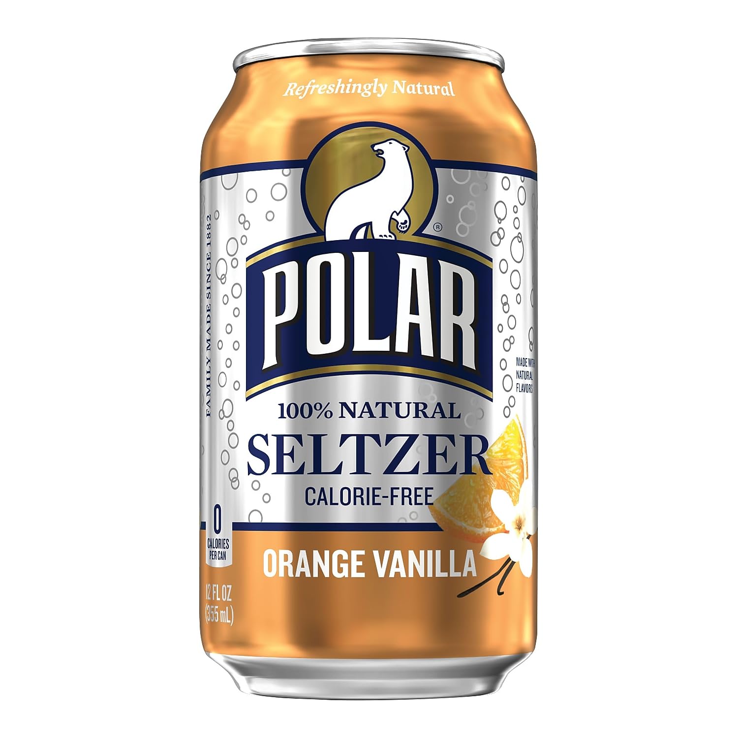 Polar 100% Natural Seltzer Water, Orange Vanilla 12 ounce cans , 2/12 Packs (orange vanilla)