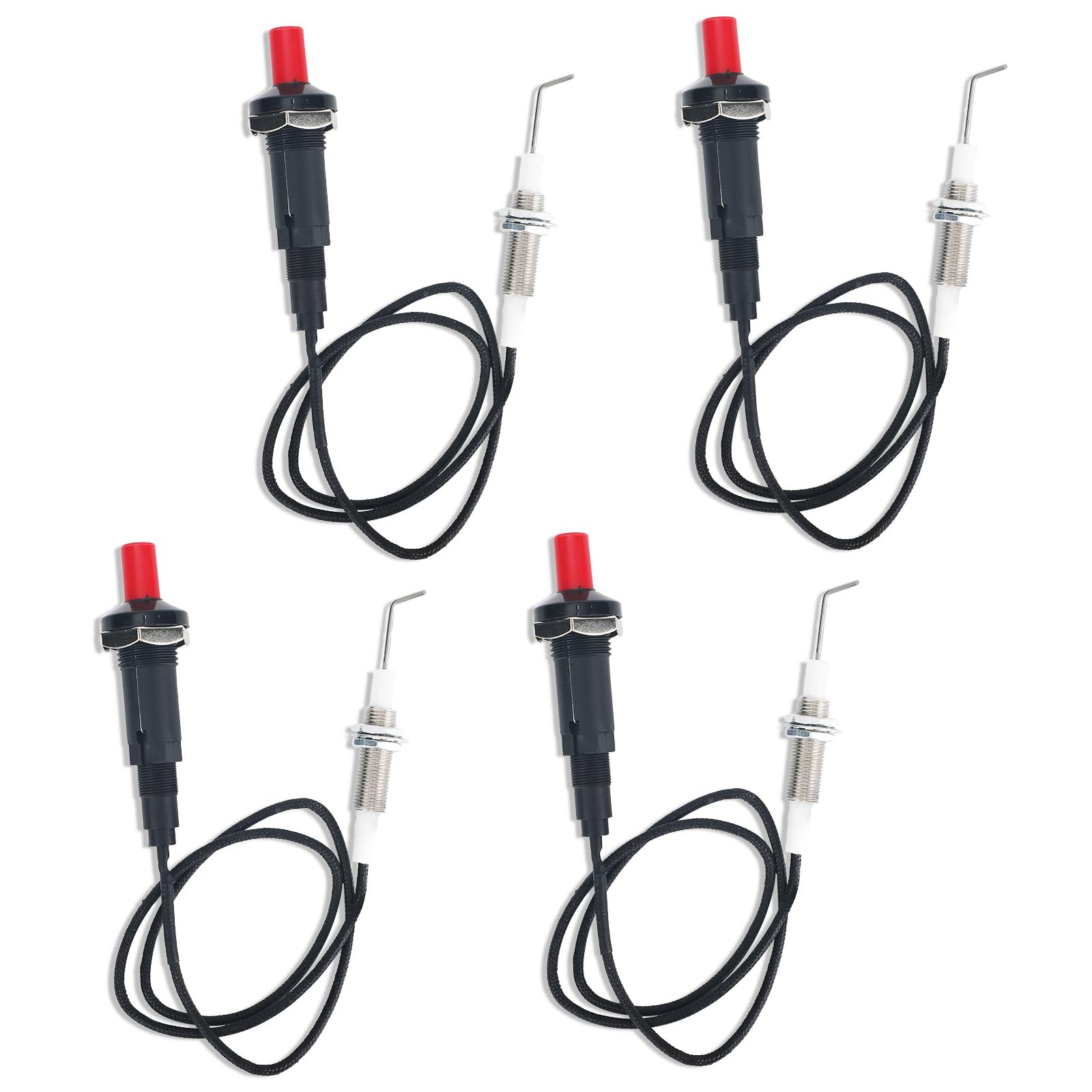 Kit de 4 Encendedores Piezoeléctricos con Botón Pulsador Propano, con Tornillos Agujas Encendido y Juntas Accesorios Prácticos para Horno Cocina y Chimenea de Gas