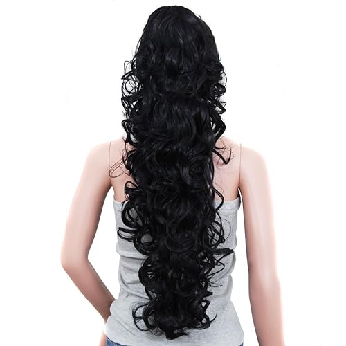 Miniatura 15 de S_SSOY Coleta Rizada para Mujer de 31" (78cm), Extensión de Cabello Sintético con Clip de Garra, Coleta Ondulada Larga y Rizada, Extensiones