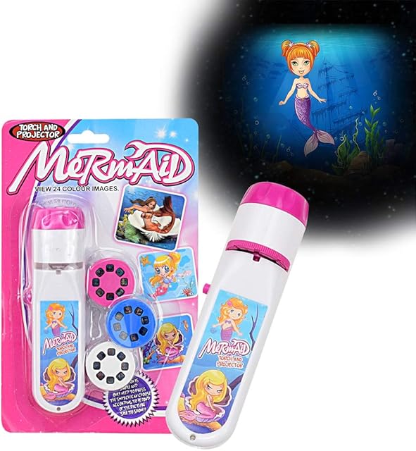 Pup Go Mermaid Torch and Projector with 3 Discs 24 Images, Pink Torches Toys for Girl Age 3 4 5 6 7 Year Old Kids, Fairy Gifts for Girls, Projector Night Light for Children Toddler(Mermaid)