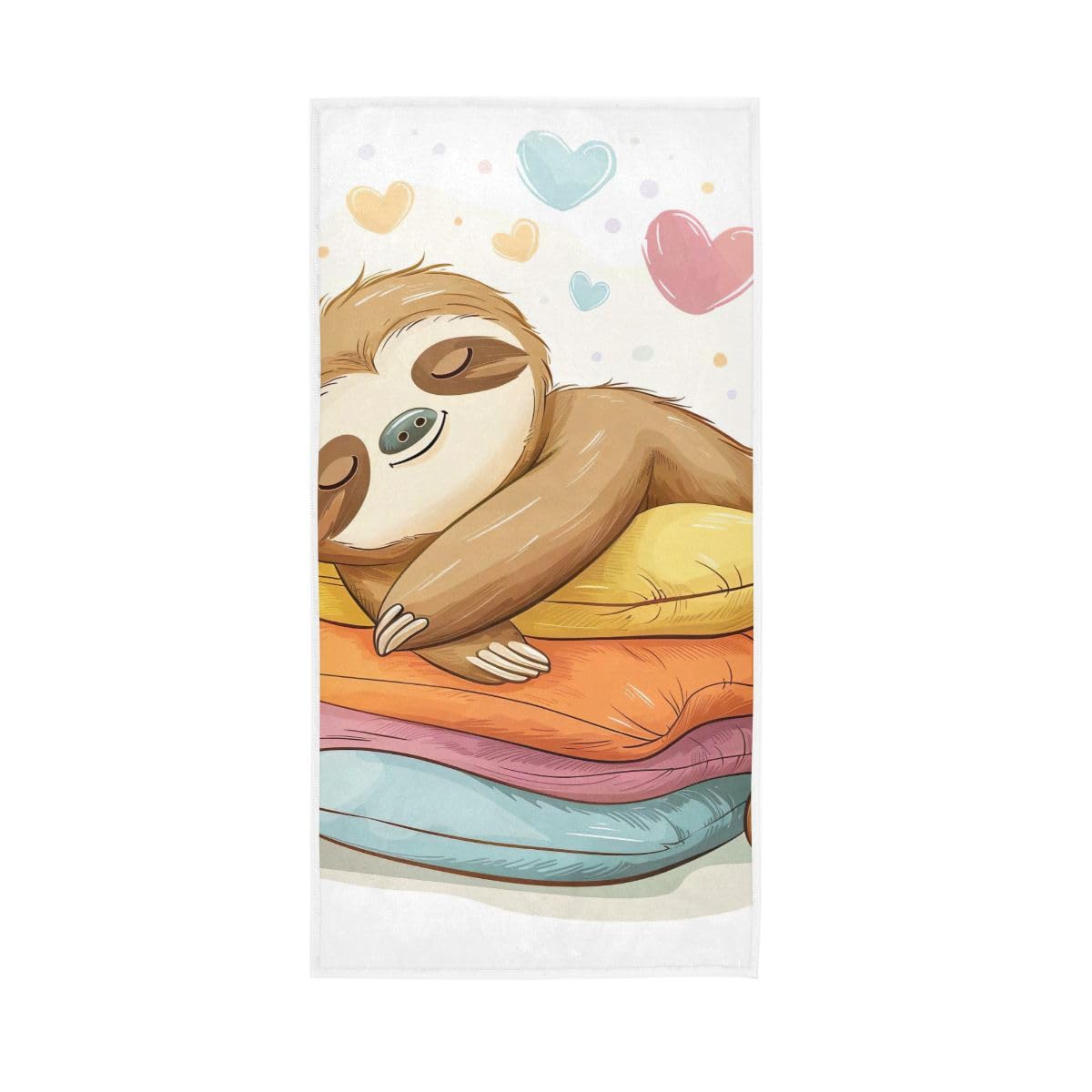 LSRCPD Cute Sloth Bath Hand Towel, Hand Towel for Bathroom, Shower, Hotel, Spa 15 x 30 Inches