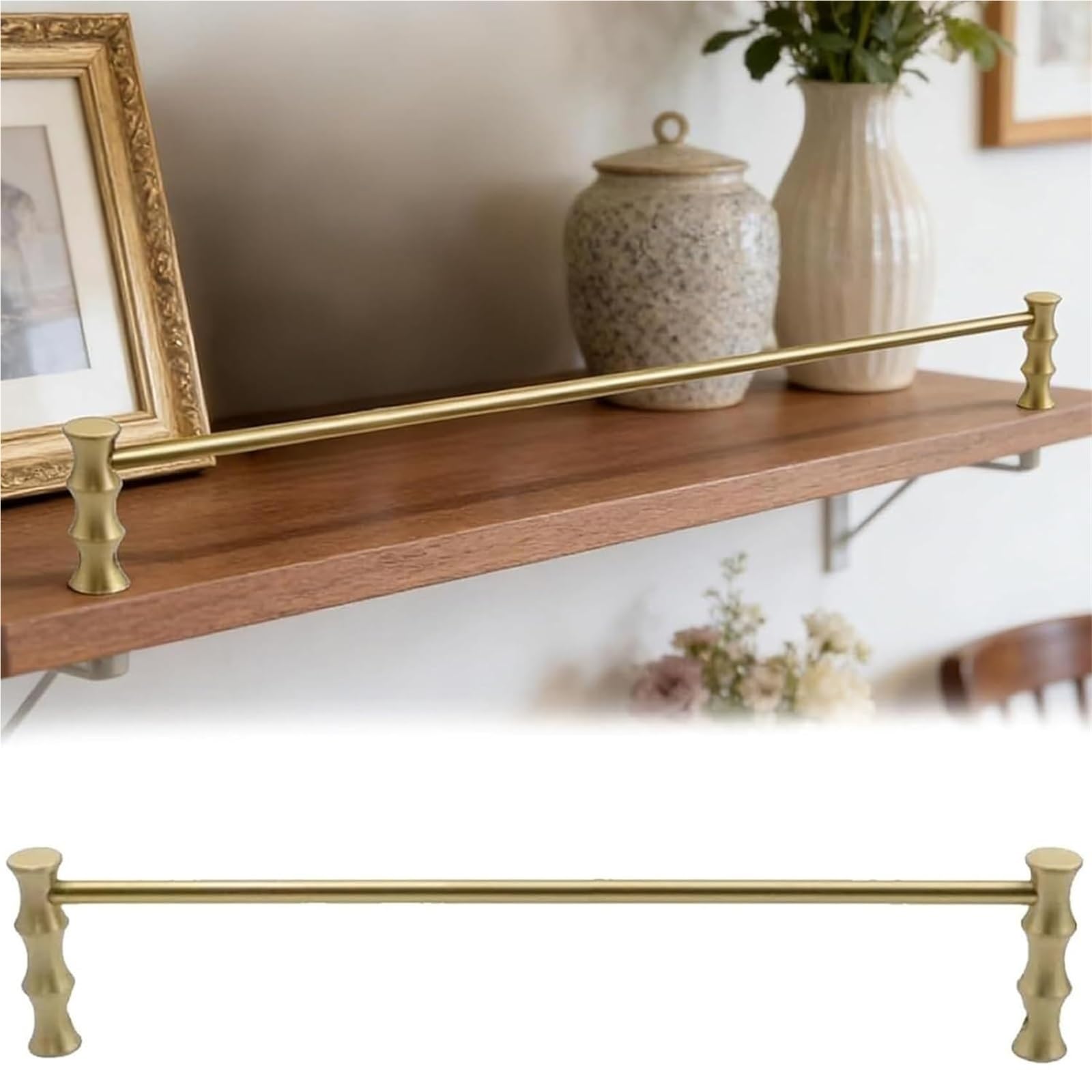 Generisch Stabiles Metallregalschienen-Set, 28-14 Zoll (ca. 71-36 cm) Lange, goldene Haltestangen, 8 mm Rundrohr, für Bücherregale, Schuhregale und Schränke, einfache Montage, 10er-Pack, 18 Zoll (ca.