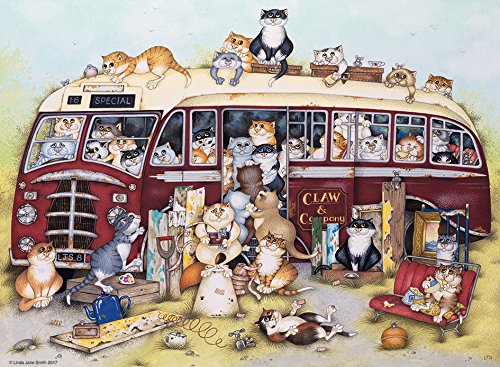 洋楽 CRAZY CATS Travellin' to the USA 7in Ravensburger Crazy Cats No.3 Vintage Bus 500pc Jigsaw Puzzle