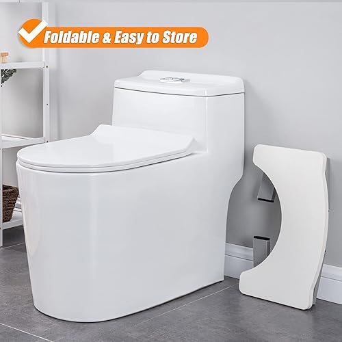 Miniatura 16 de Taburete de inodoro de madera, plegable para adultos, 7 pulgadas, extra resistente y ancho, taburete de madera con pies antideslizantes, 380 libras